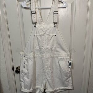 Old Navy White Denim Overalls